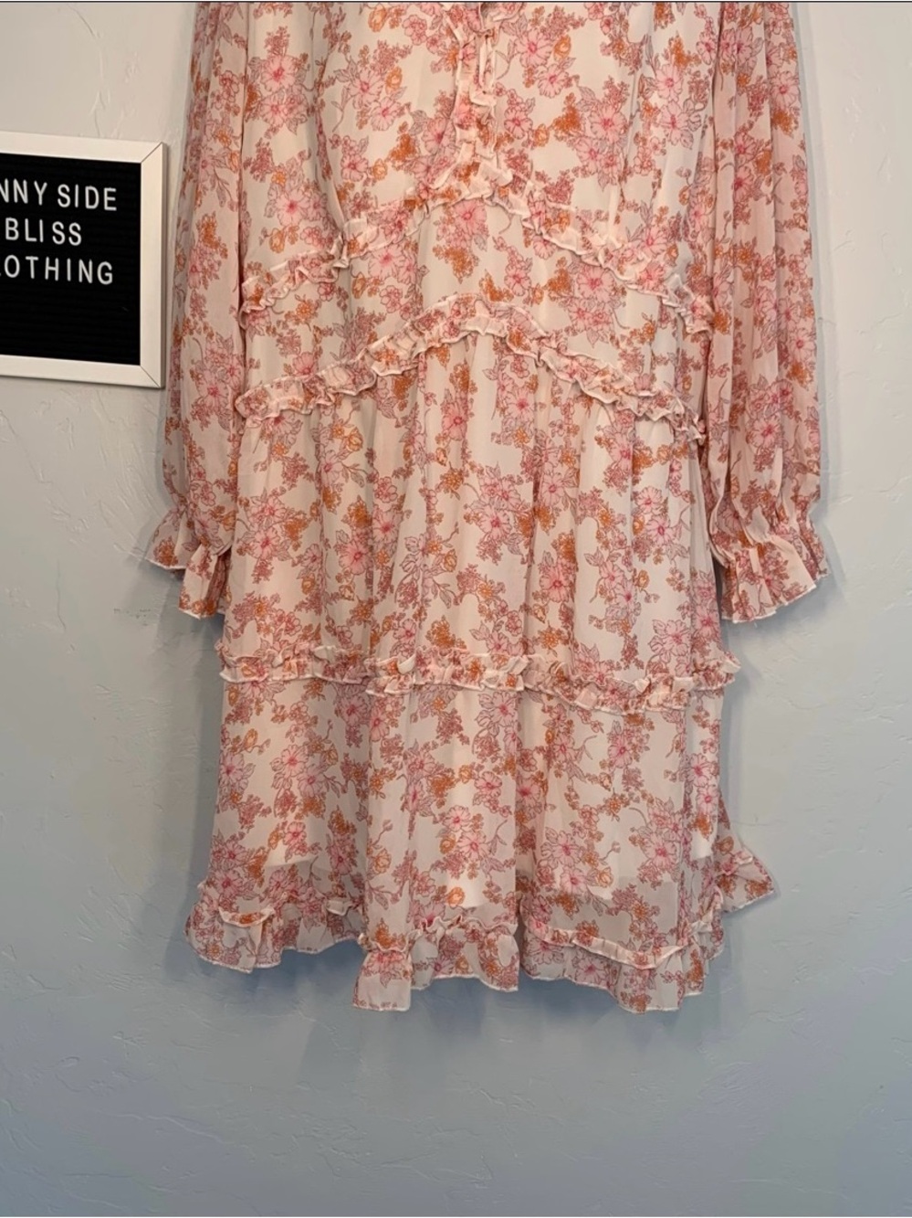 Dokotoo Pink White Floral Ruffle Deep V Neck Mini Dress Plus Size 2XL - Picture 2 of 12